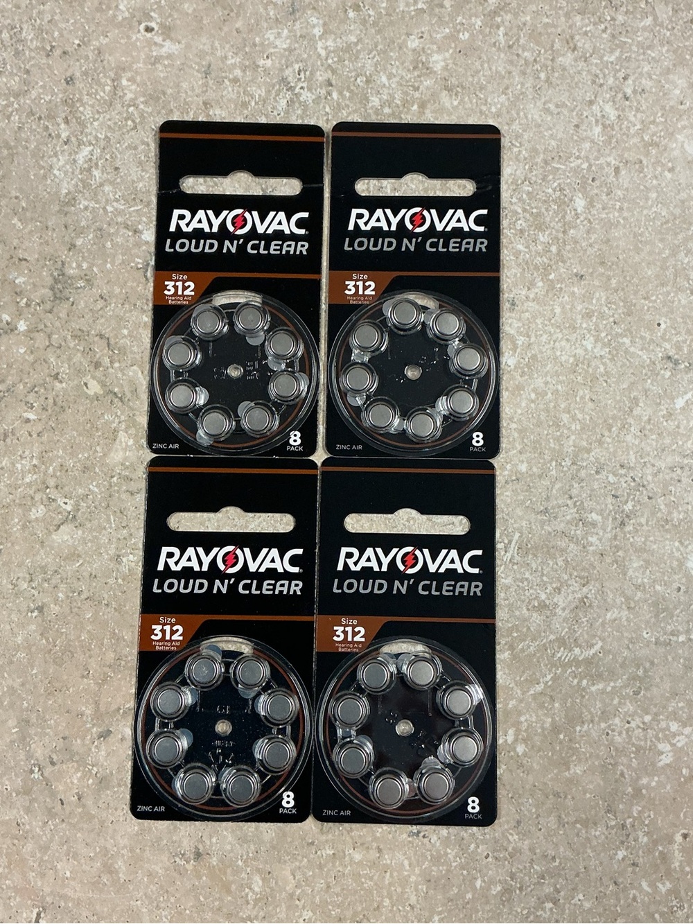 Rayovac 312 Loud N Clear Hearing Add Batteries 4 Pack Lot
